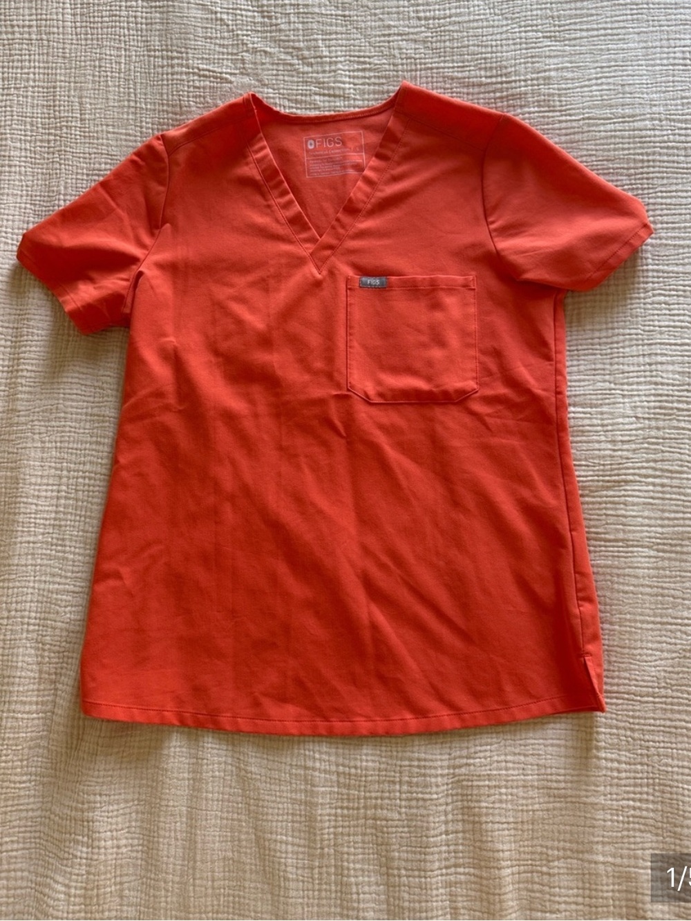Figs Sunset Orange Catarina One Pocket Scrub Top